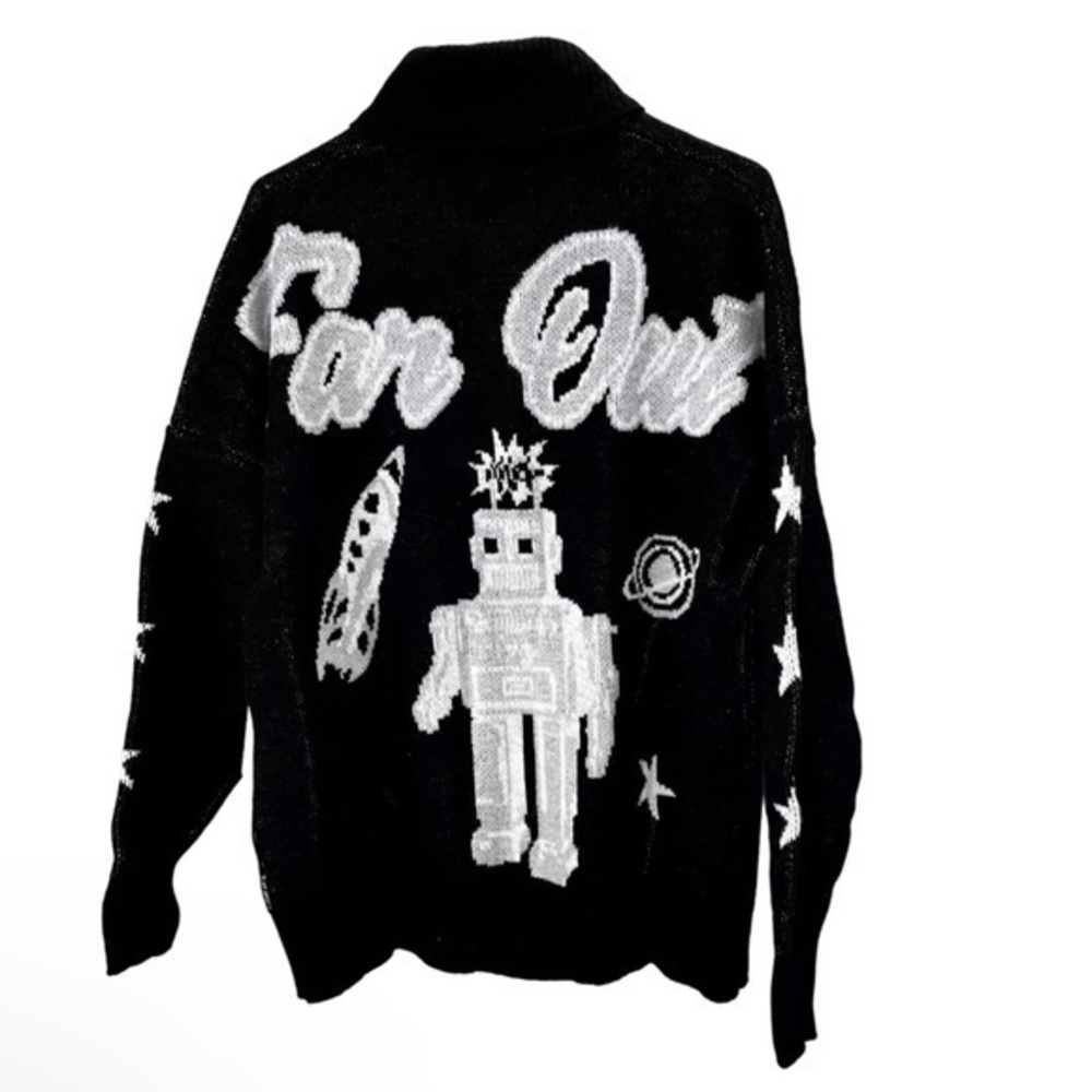 Spirit Jersey Far Out Wool Blend Cardigan NWT. Oversized XS. - Picture 3 of 15